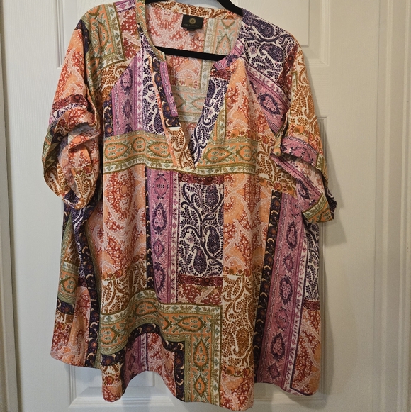JM Collection Multicolor Patterned Top - Picture 1 of 10